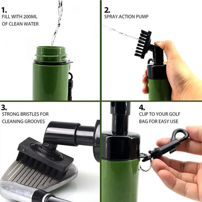 Professional Golf Club Cleaning Kit Groove Cleaner Brush With Leakproof Spray Bottle